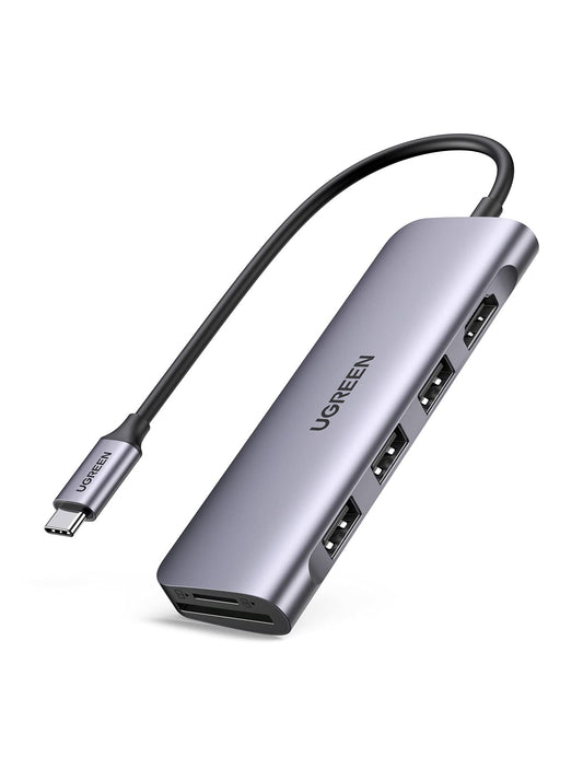 Adaptador USB C UGREEN 6 en 1 Plata Compatible con iPad Macbook iMac XPS iPhone
