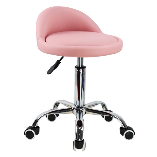 KKTONER Taburetes Giratorios con Respaldo Bajo Taburetes Redondos Rodantes Rosa Taburete Silla con Ruedas para el Hogar Salón Facial SPA Masaje Tatuajes Trabajo