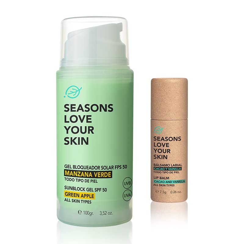 Bloqueador Solar Seasons Love Your Skin Manzana con Bálsamo Labial Vainilla Cacao Pack