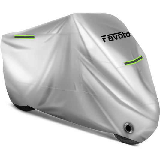 Favoto - Funda impermeable para motocicleta Outoor – Tela Oxford universal resistente con agujero de bloqueo, 3 reflectores nocturnos, hebilla resistente al viento, bolsa de almacenamiento para