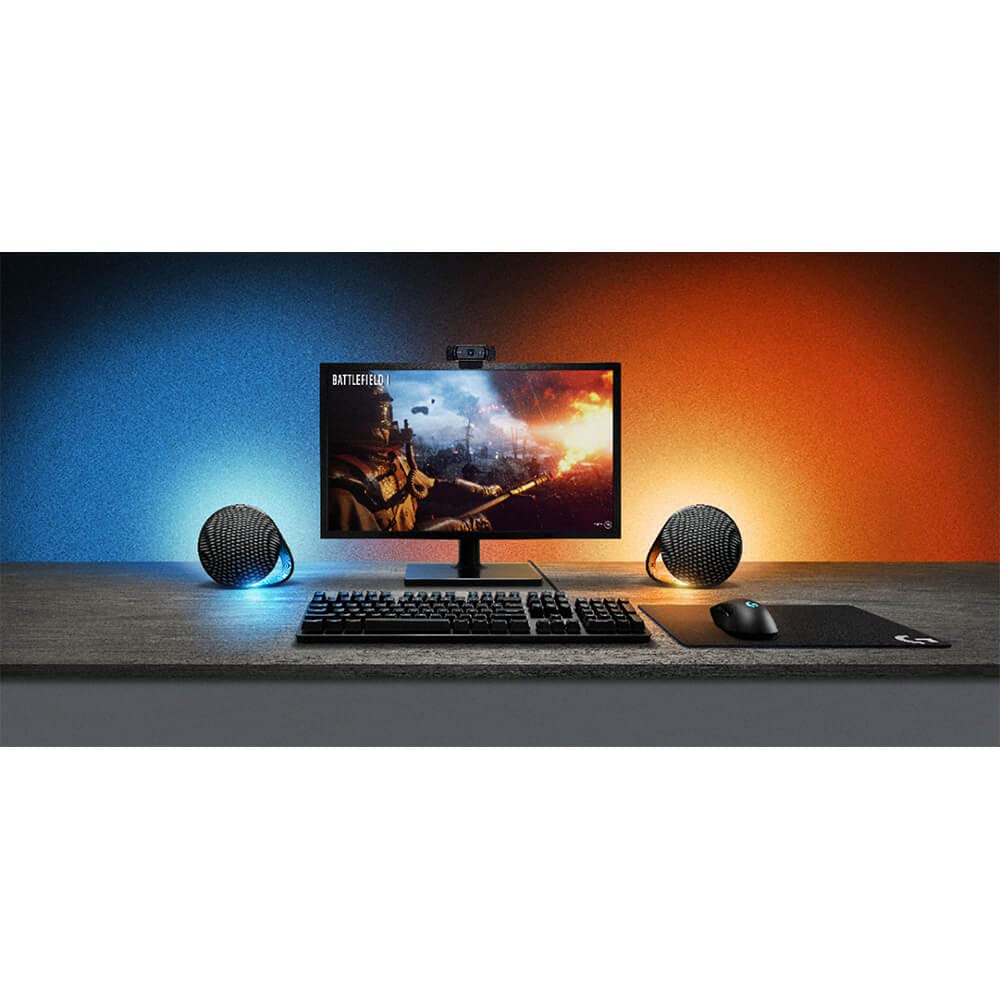 Logitech G560 LIGHTSYNC bocinas para Gaming con iluminación RGB determinada por el juego, audio posicional DTS:X Ultra y potencia 120 W RMS, compatibles con conexiones USB, Bluetooth y de toma de 3,5 mm - Negro