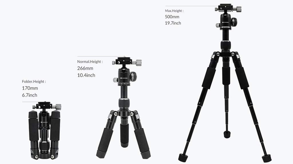 foldio foldable studio Trípode de 50 V (Barra de Cacerola, Soporte para Smartphone Incluido) | Trípode portátil de aleación de Aluminio Ligero y Resistente de 20 Pulgadas | ORANGEMONKIE
