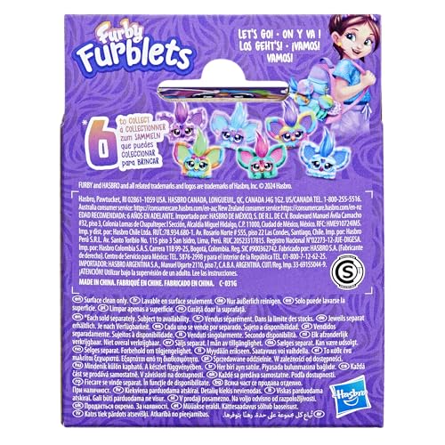 Furby Furblets Peluche Miniamigo Ray-Vee - Peluche electrónico arcoíris con más de 45 Sonidos, música K-Pop y Frases en Furbish con Llavero para niños y niñas a Partir de 6 años