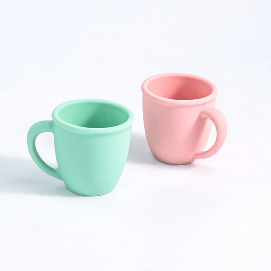 Vaso de Silicona Vemolea Rosa y Verde con Asas para Bebés y Niños Pequeños