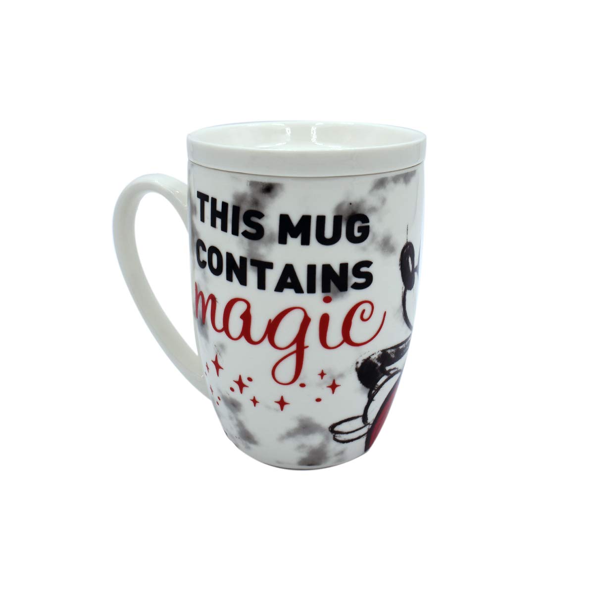 FUNKIDS 1754-17 Taza para Café con Tapa Disney Mickey Mouse de Cerámica de 385 Mililitros