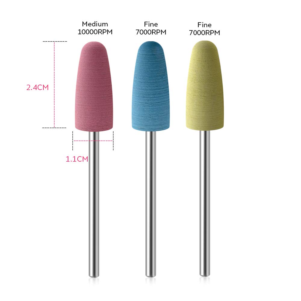 KADS 12 brocas de silicona para uñas de salón de manicura