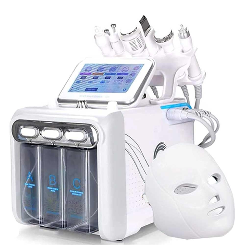 Máquina Facial de Oxígeno de Hidrógeno 7 en 1, Instrumento de Belleza de Burbujas Pequeñas, Diamante Dermoabrasión, Multifuncional de Limpieza Hydro Portátil, para el Hogar, Spa