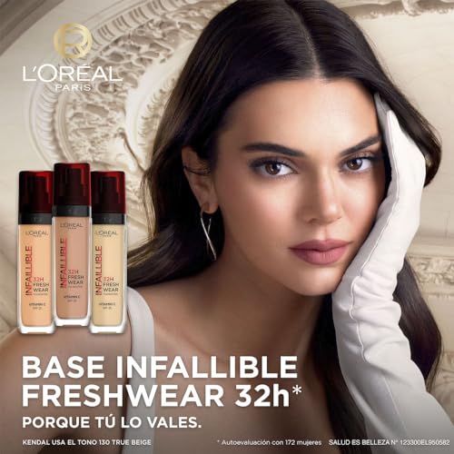 L´Oréal Paris base de maquillaje de alta cobertura luminosa y larga duración de alta cobertura, Infallible 32h Freshwear Tono 120 Golden Vainilla, 30ml