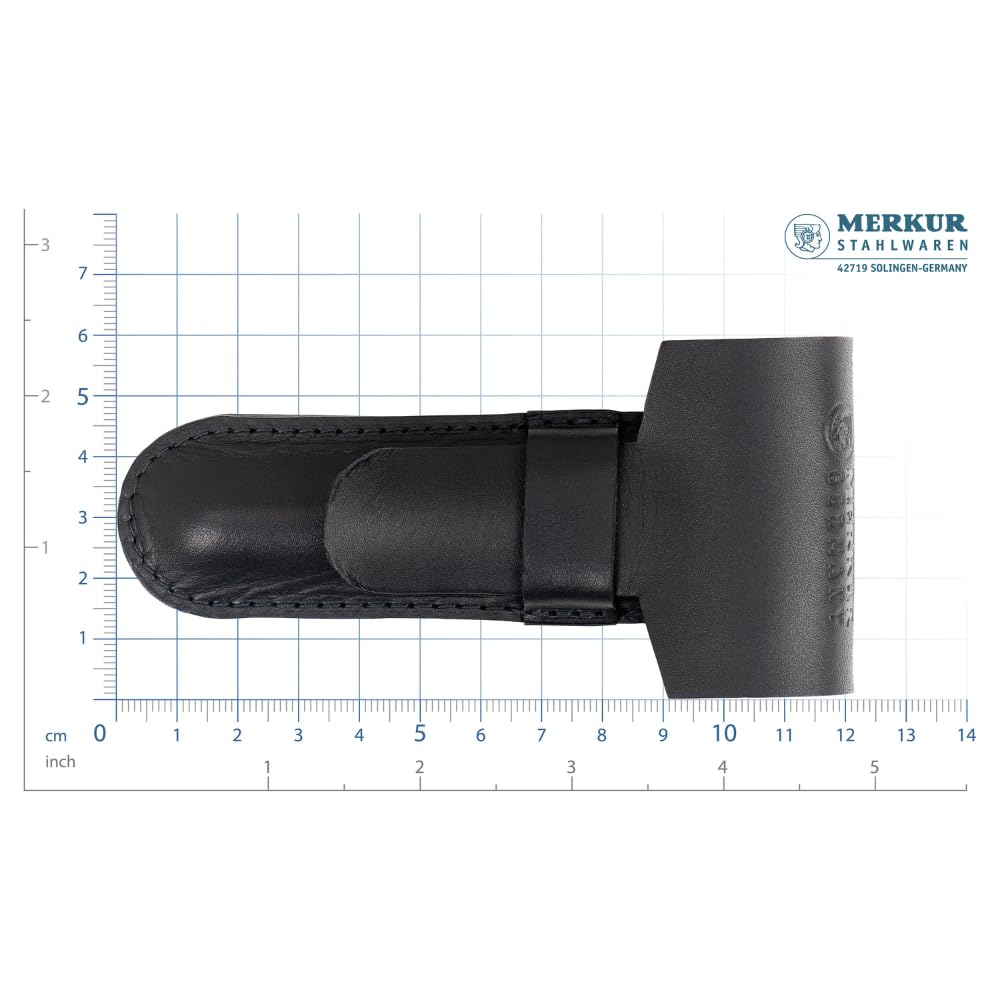 MERKUR Funda de piel negra 5006 | Accesorios de afeitar | Se adapta para maquinilla de afeitar de hasta 110 mm, por ejemplo, 34C, 38C, 500C, Futur 700 | Piel de vacuno | Fabricado en Alemania