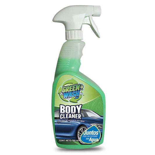 Green Wash 3 Body Cleaner, Limpiador de Carrocería SIN Agua – Detallado en Seco para Autos, Motos y Camionetas – Eco-Friendly, Sin Rayones, Brillo Inmediato – 760 ml