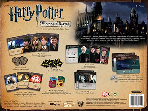 Juego de Mesa Usaopoly Harry Potter Hogwarts Battle Producto Oficial Cooperativo de Cartas para Construir Mazos
