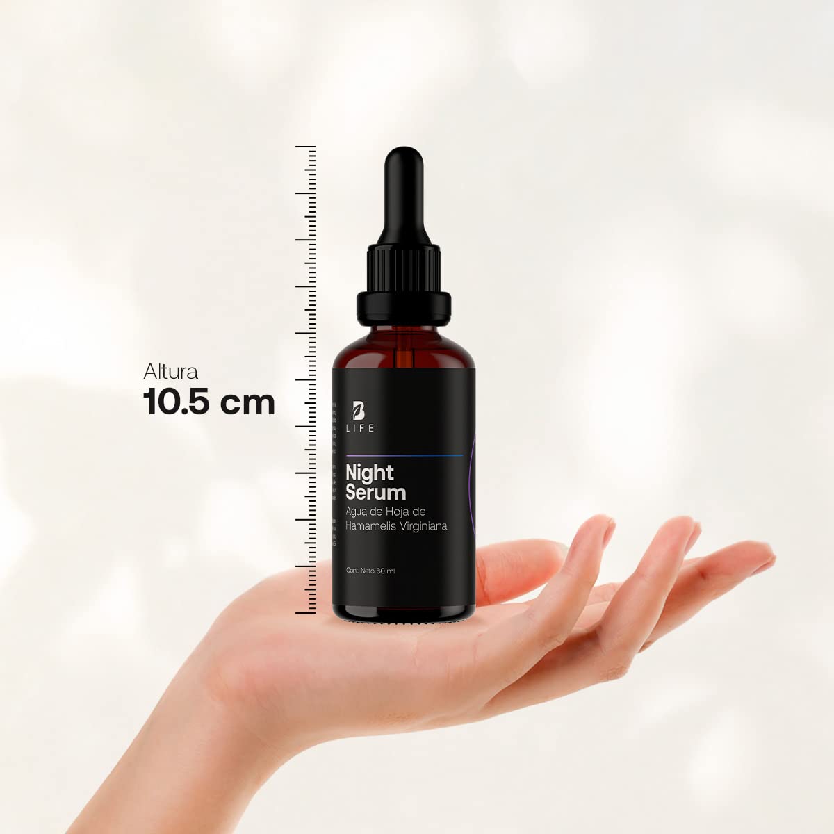 Sérum de Noche para Rostro de 60 ml con 96% de Ingredientes Naturales. Enriquecido con Retinol y Ácido Hialurónico. Skincare Antiarrugas. Night Serum B Life.