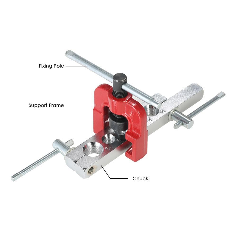 SDFNBRA - Kit de herramientas de ensanchamiento para línea de freno y herramienta de tubería de latón, 6 troqueles de 3/16"-5/8", para reparación de frenos Brakeline