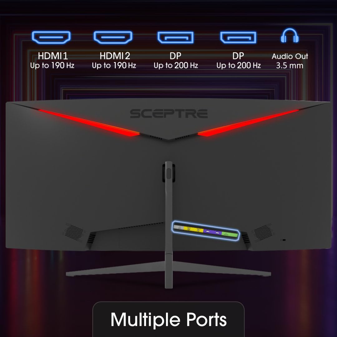 Monitor Gaming Curvo Sceptre 30 Pulgadas Negro Metalizado Pantalla Ultra Ancha hasta 200Hz con Altavoces Integrados
