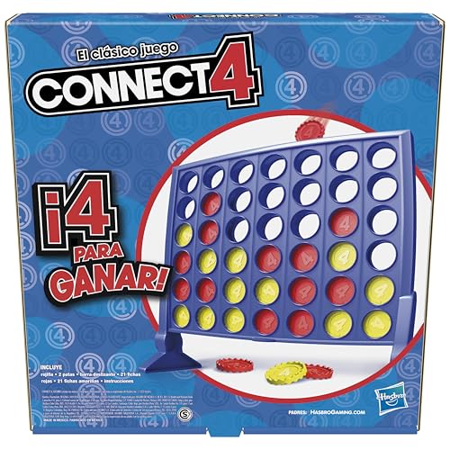 Hasbro Gaming, Connect 4 Clásico, Juego de Mesa, Incluye 1 Tablero,1 Rejilla y 42 Fichas e Instrucciones para Niños y Niñas de 6+ Años para 2 Jugadores