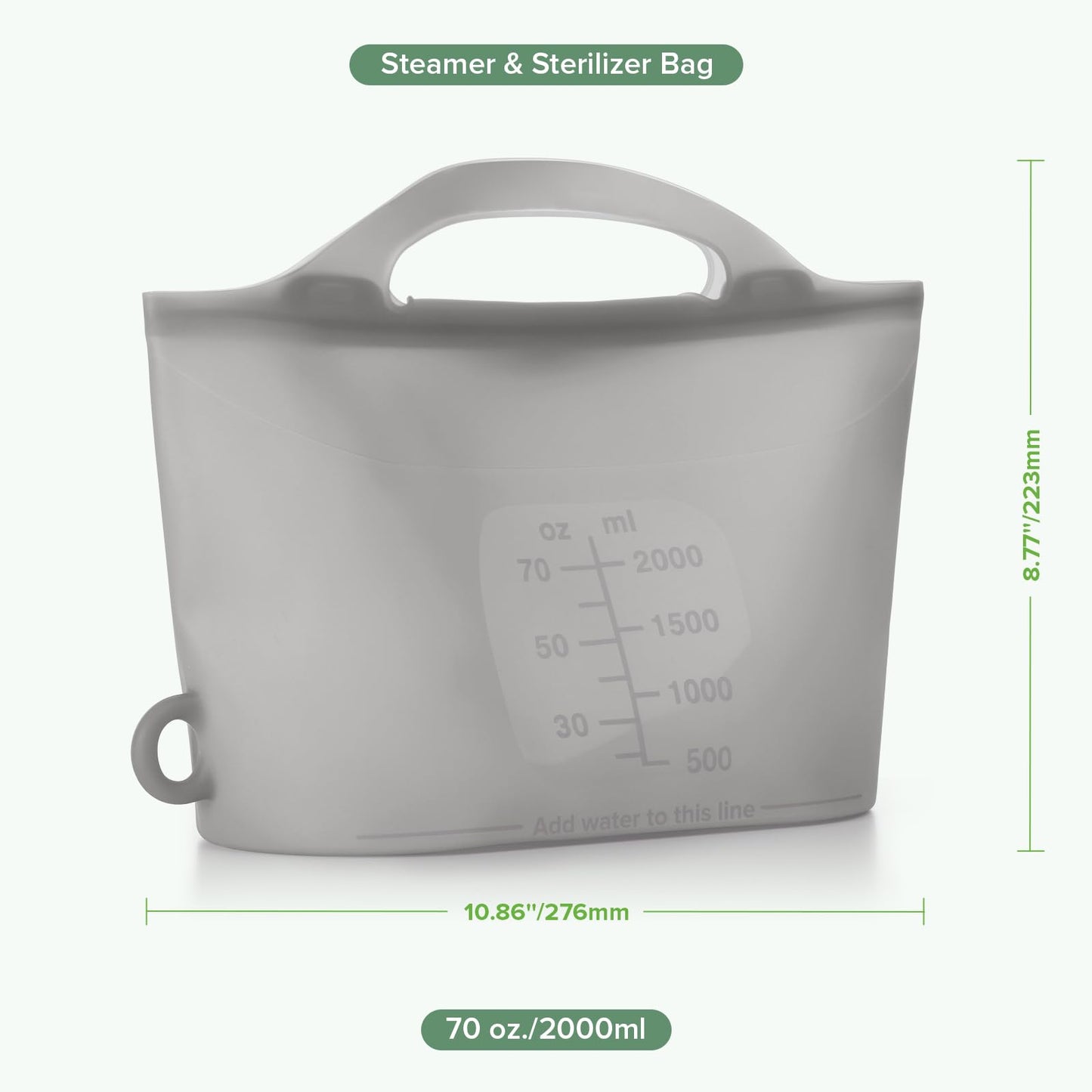 Haakaa - Bolsa de silicona para vaporizador y esterilizador, 2000 ml, bolsas de vapor reutilizables de gran capacidad para biberones, bombas de leche, accesorios, chupetes, mordedores, ideales para el