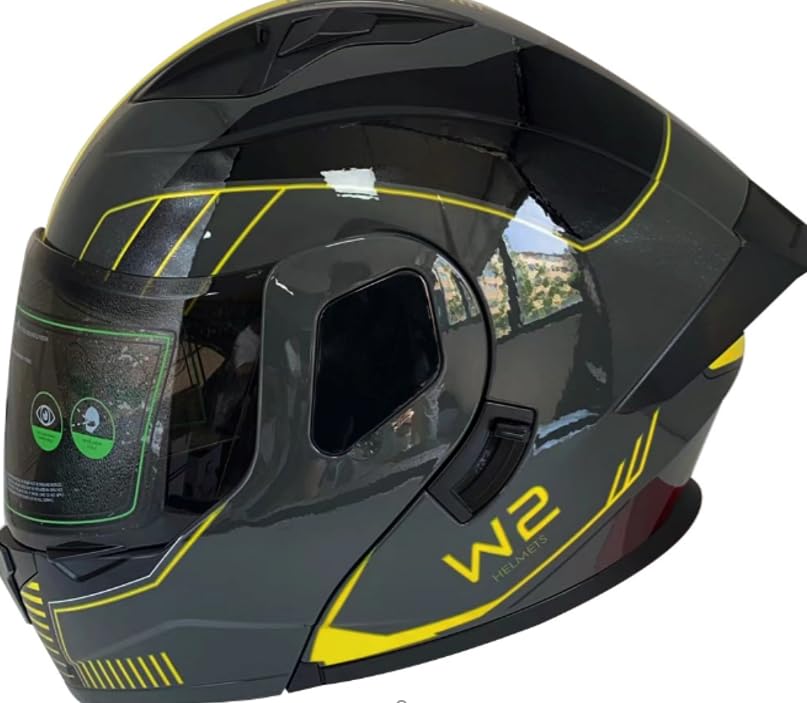 Casco Abatible EDGE Motorcycle Parts and Accessories Amarillo Matte Shenzhen con Luz LED Talla XL