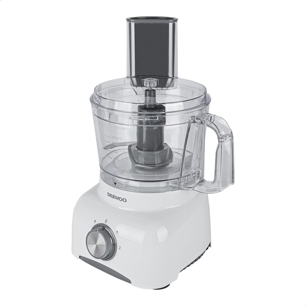DAEWOO Procesador de alimentos de 2 velocidades más pulso, recipiente 1.2 Lts., mando de control de velocidad, doble bloqueo de seguridad, patas antideslizantes, potente motor de 600W