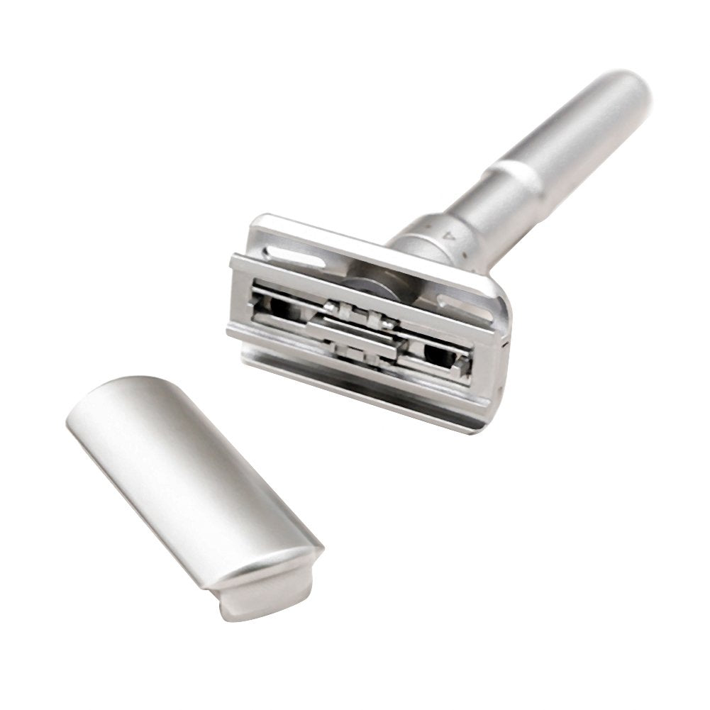 Safety Shaving Razor Kit Adjustable Double Edge for Men, Safety Razor with Genuine Leather Travel Case & 10pcs Dorco Blades, Easily Switch Blades - Great Men's Gift Idea