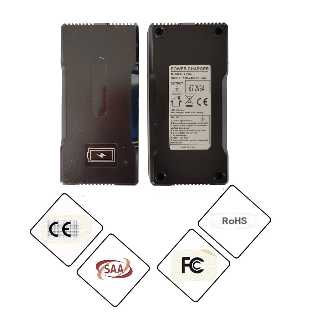 Cargador de batería de 67.2V 3A para batería de iones de litio de 16S 60V con conector XLR de 3 pines