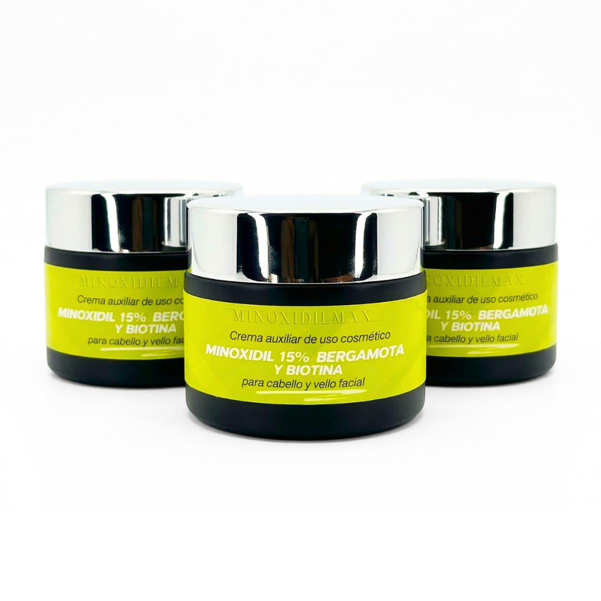 Set de Cremas Minoxidilmax Bergamota, Biotina, Auxiliar Crecimiento Cabello y Barba