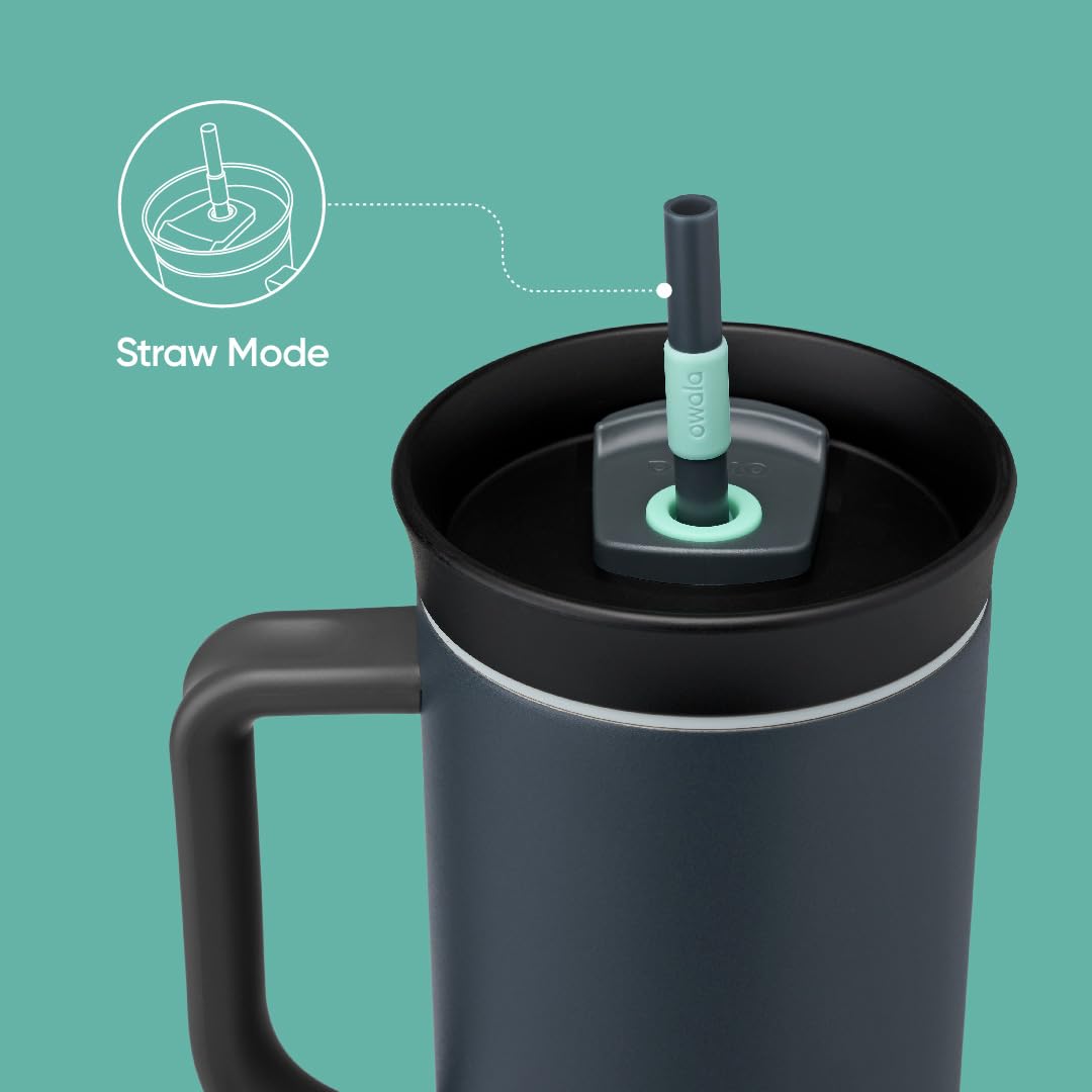 Vaso de Viaje Owala Gris Marejada Nublada Libre de BPA con Triple Capa Aislada y Tapa Resistente a Derrames