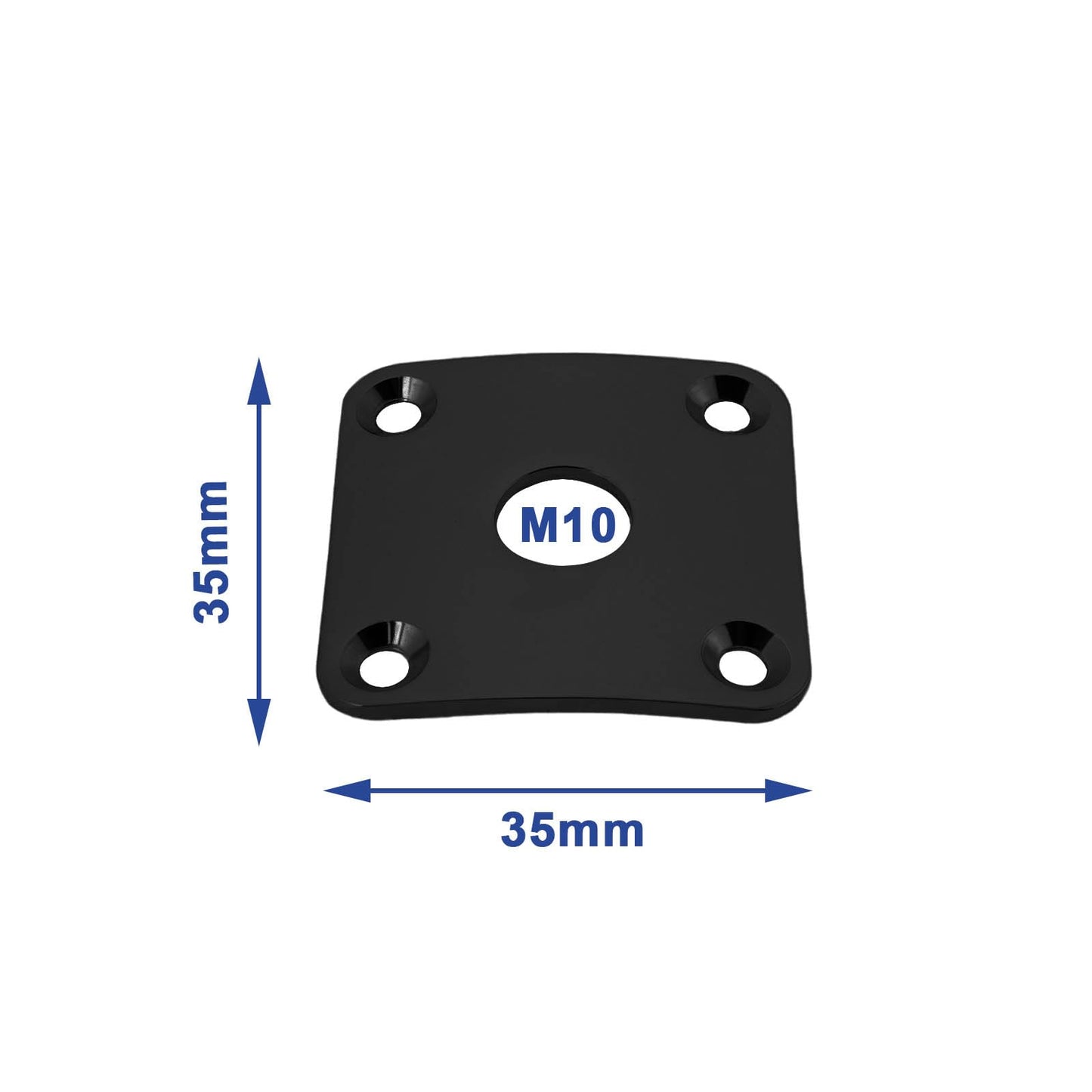 YINETTECH - Cubierta de enchufe de guitarra eléctrica cuadrada de chapa de metal de 35 x 35 mm, apertura de 10 mm, con tornillos compatibles con Gibson Les Paul se adapta a Jack de 1/4 pulgadas, color