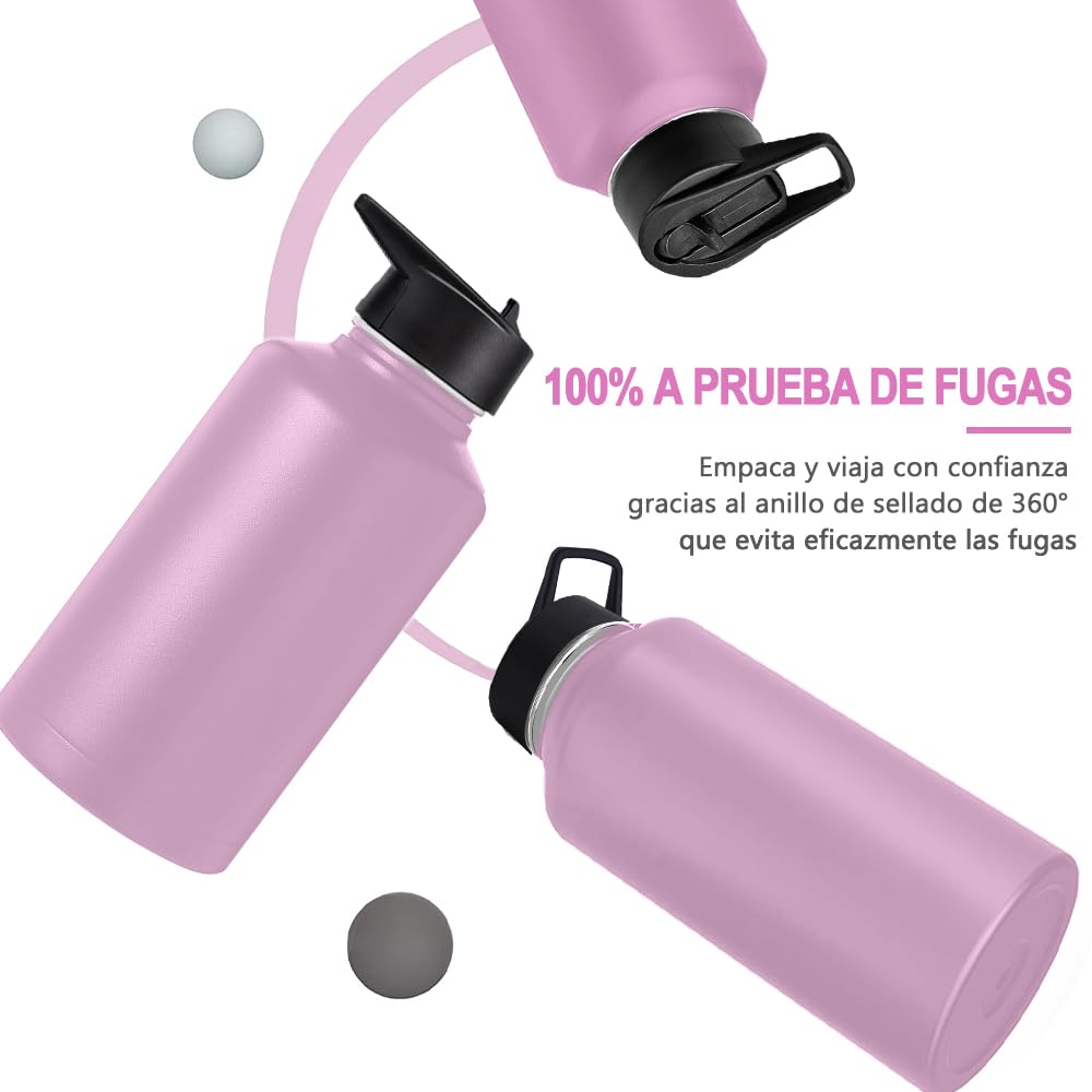 Free Wolf 64OZ Termo de Acero Inoxidable A Prueba de Fugas Con 3 Tapas y Asa, Doble Aislamiento Térmico para 24 Horas de Agua Fría y 12 Horas de Caliente