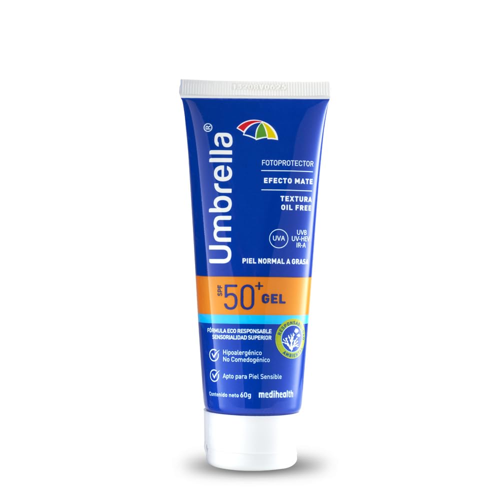 Umbrella Gel SPF 50+ | Protector solar | Para Piel Normal y Grasa | Filtros UVA/UVB de Amplio Espectro | Tubo con 60