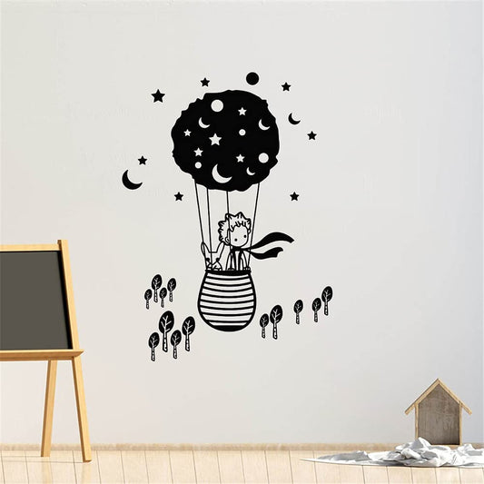 Etiqueta de Pared Vinilo El Principito Luna Estrellas Decoración Guardería 55x80cm