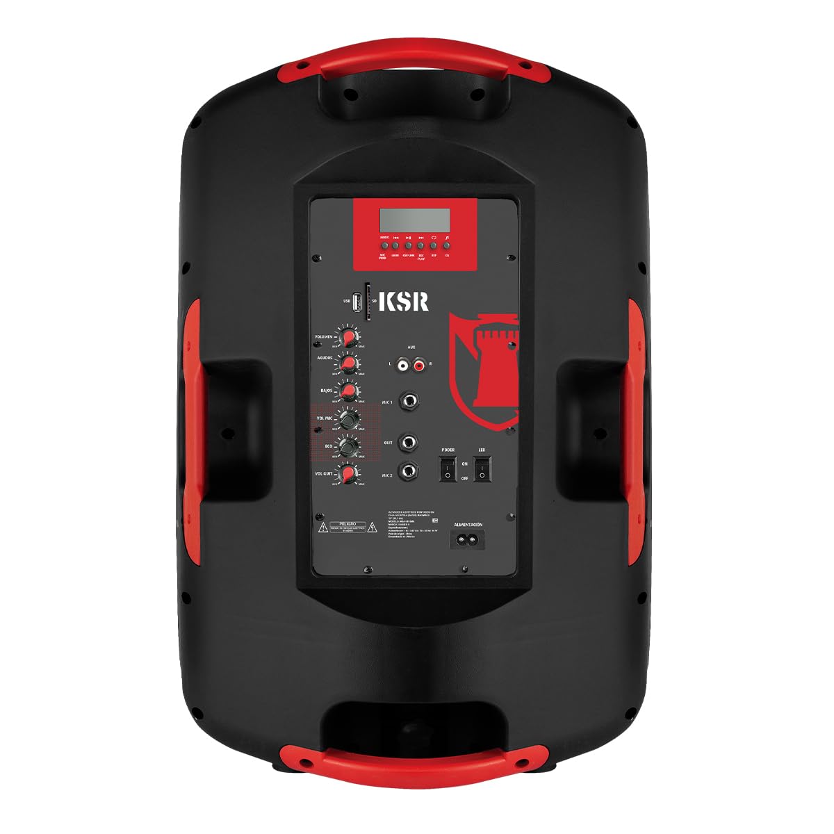 Bafle Profesional de 15 Pulgadas Circle Light 80W RMS Recargable con KSR-Link, Bluetooth, FM, USB, Micro SD, Grabadora, Micrófono Alámbrico, Control Remoto y Stand Potencia de 80w RMS MSA-6516MX