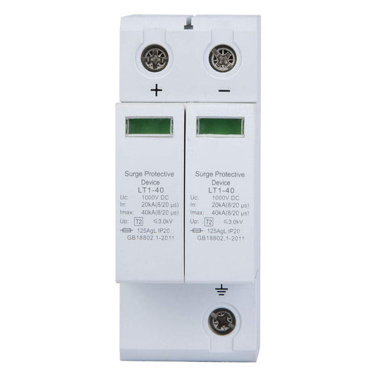 Dispositivo de Detención de Sobretensiones de Voltaje Dispositivo de Protección de Sobretensiones 2P DC Fotovoltaico Protector de Rayo de Bajo Voltaje Pararrayo 3.0KV (2P40KA)