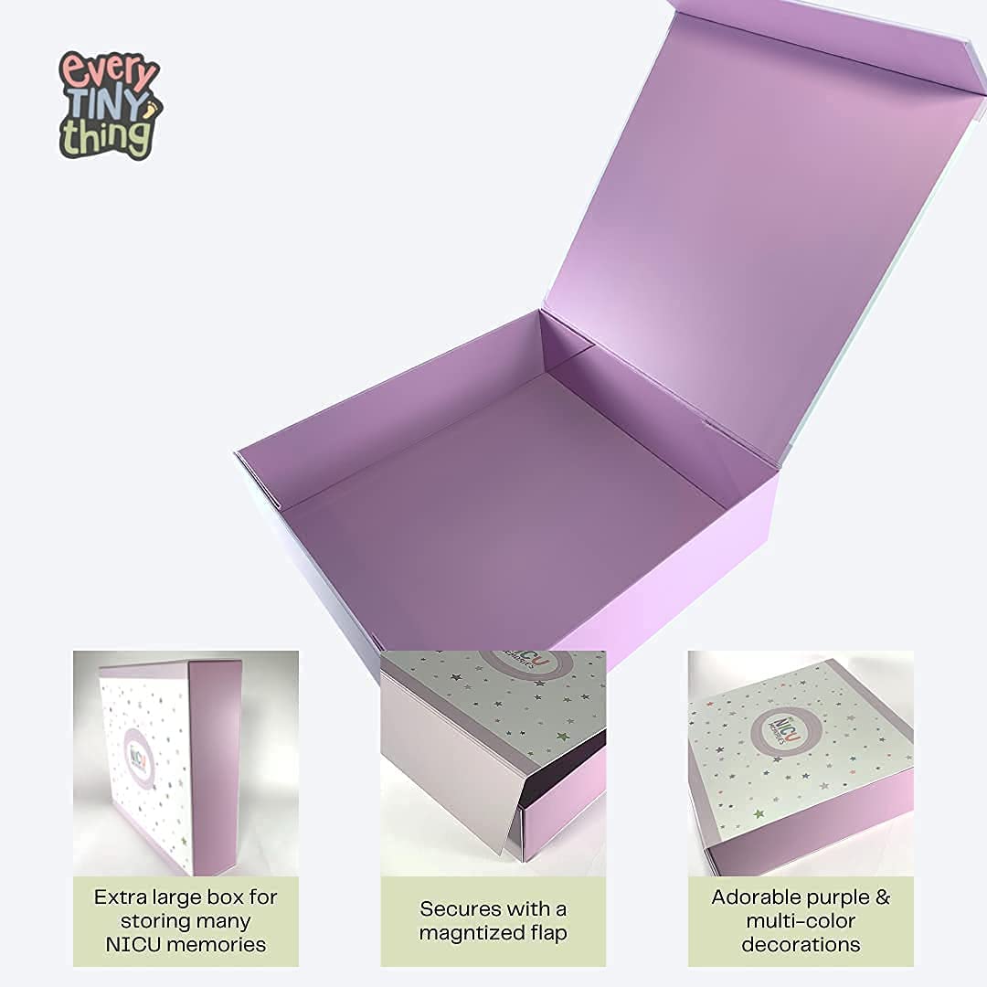Caja de almacenamiento grande Every Tiny Thing 'My NICU Memories' – Caja de cierre magnético para guardar recuerdos de NICU (blanco, grande)