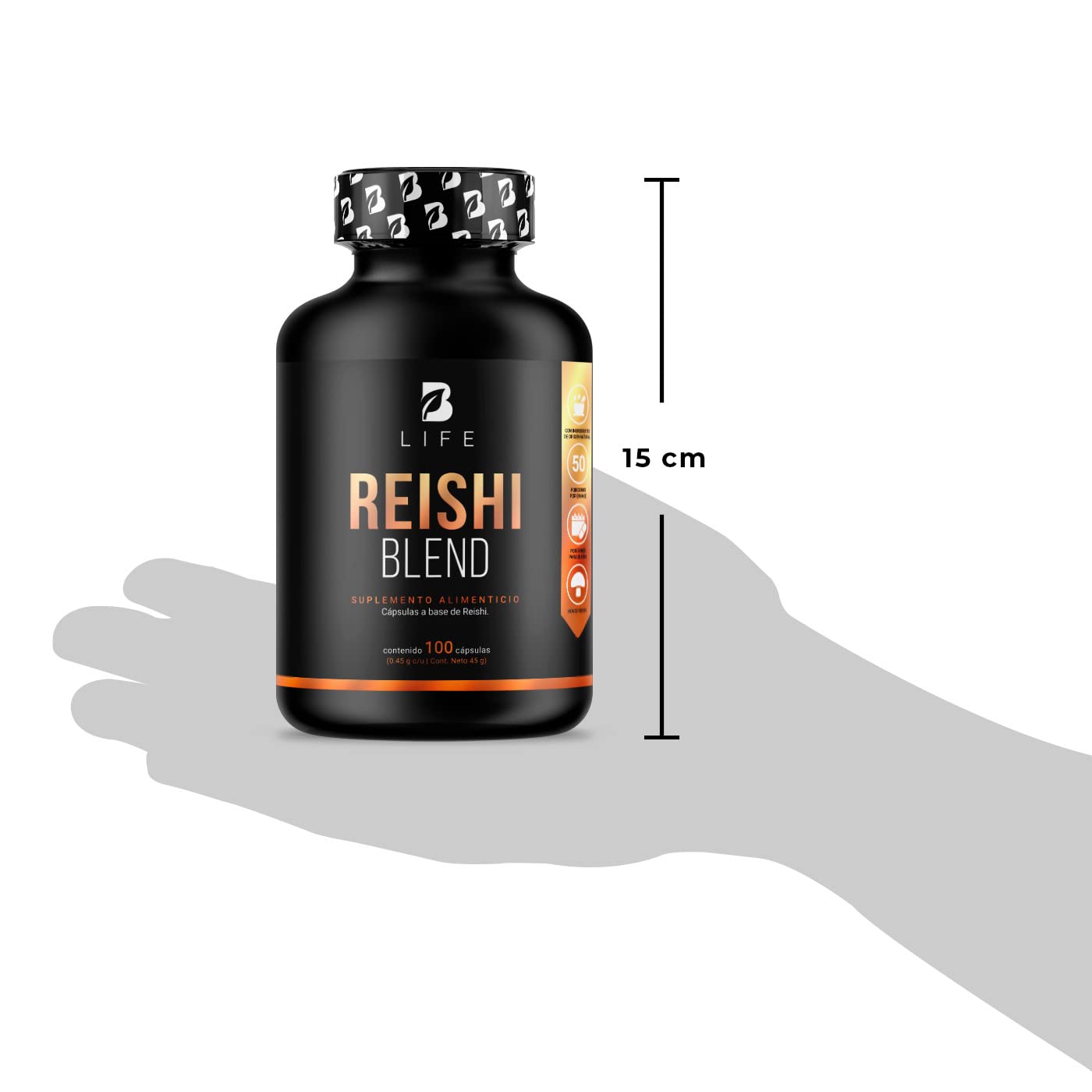 Hongo Reishi (Ganoderma) |Adaptogeno de 100 Cápsulas. Ingredientes naturales. Reishi Blend B Life.