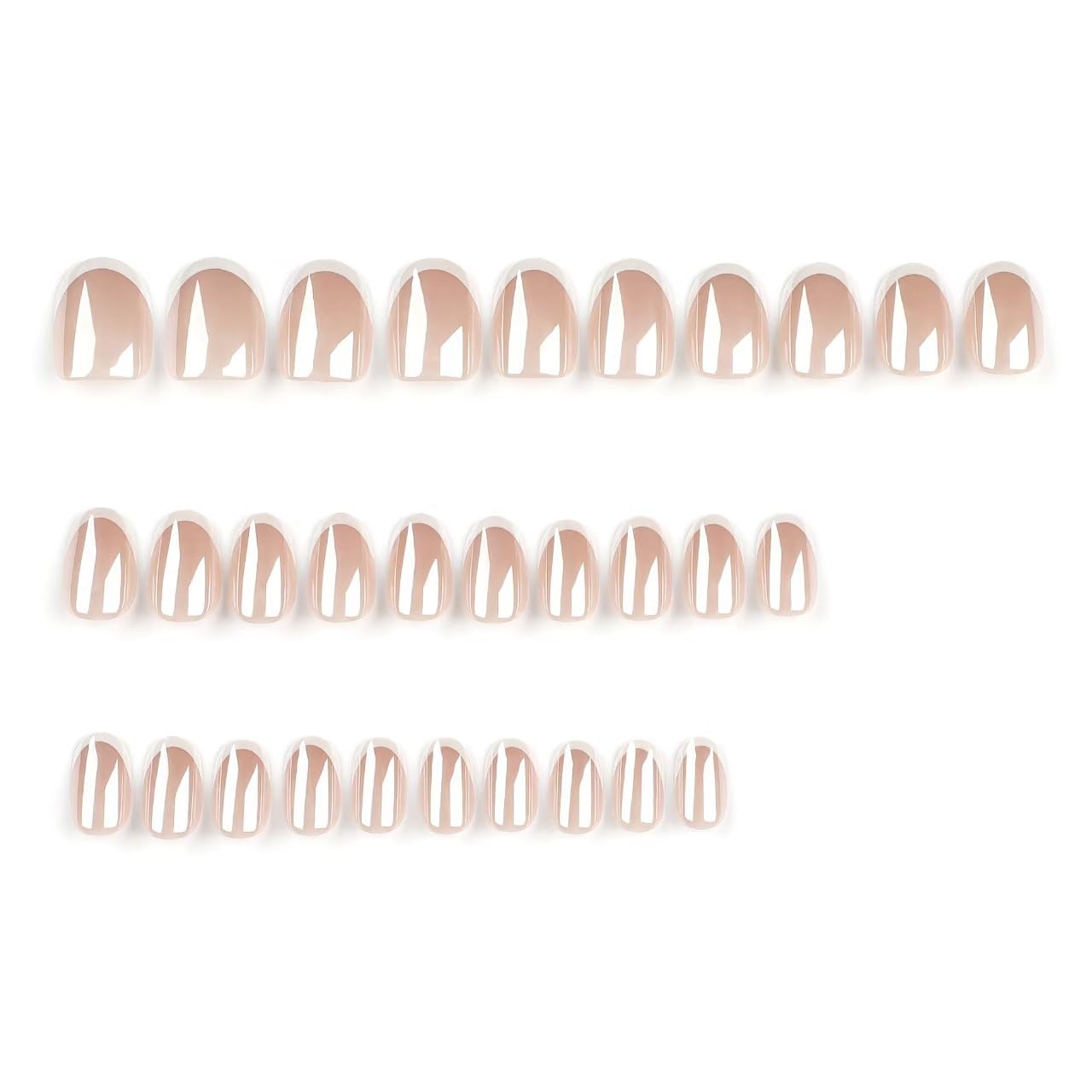 Uñas Postizas de Cortas Largas de Francesa, Adhesivas Uñas Press on Nails de Cobertura Completa, Falsas Decoradas Acrílico Natural para Mujeres y (E)