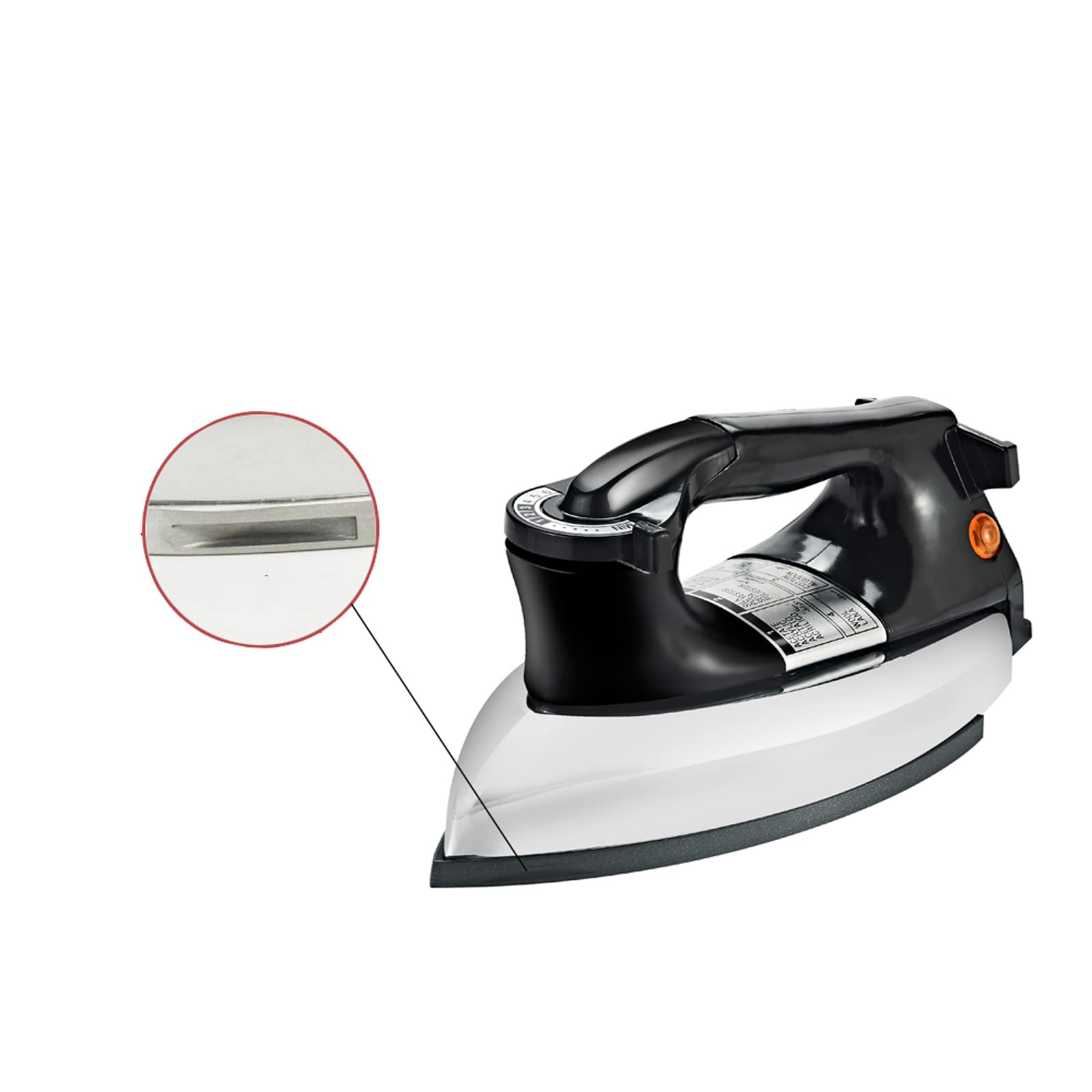 Plancha Seca VITASUNHOW Negro con Cable de 9 Pies y Suela Antiherente para Uso Profesional