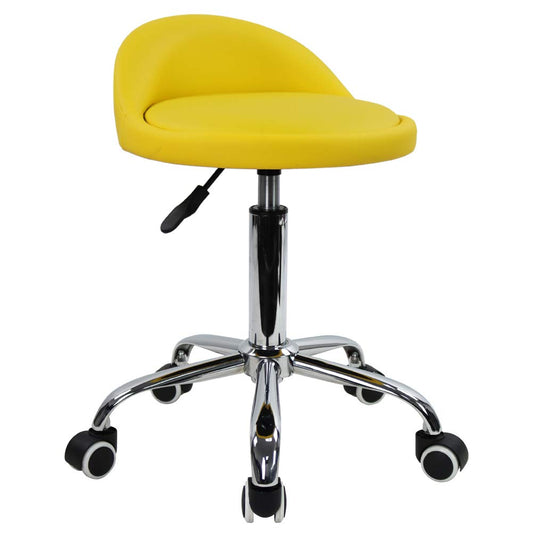 KKTONER Taburetes Giratorios con Respaldo Bajo Taburetes Redondos Rodantes Amarillo Taburete Silla con Ruedas para el Hogar Salón Facial SPA Masaje Tatuajes Trabajo