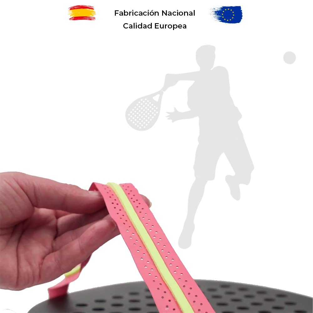 Grip Y Overgrip ShockOut Pro Fucsia Amarillo con Absorción de Impactos para Deportes de Raqueta