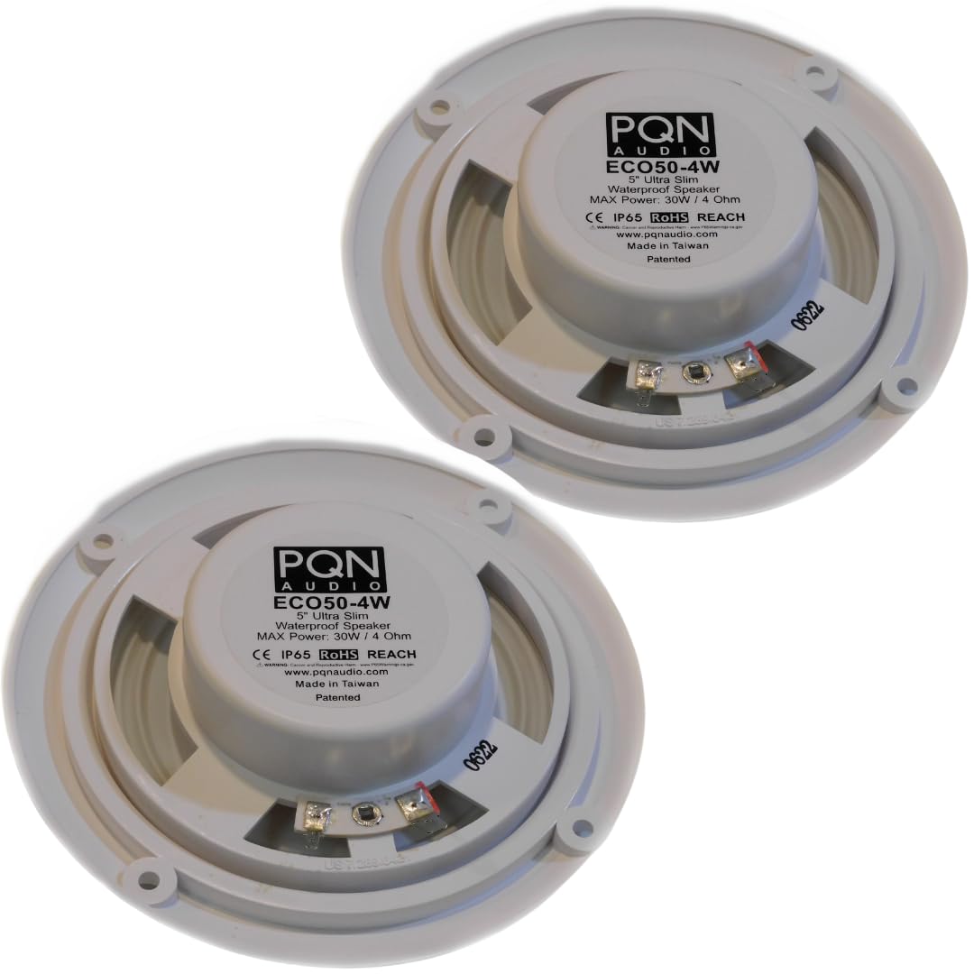 PQN Audio ECO50-4W - Altavoces Marinos Impermeables - RV, Caravana, Barco, Pared y Piso para Exteriores