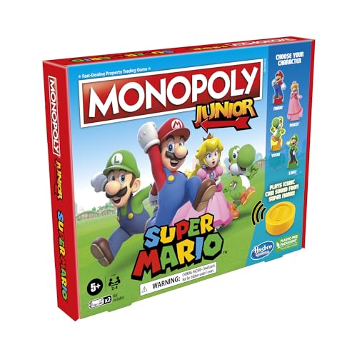 Hasbro Gaming Monopoly Junior: Super Mario Juego de Mesa con 1 Tablero, 2 Dados, Accesorios e instructivo para 2 a 4 Jugadores a Partir de los 5 años