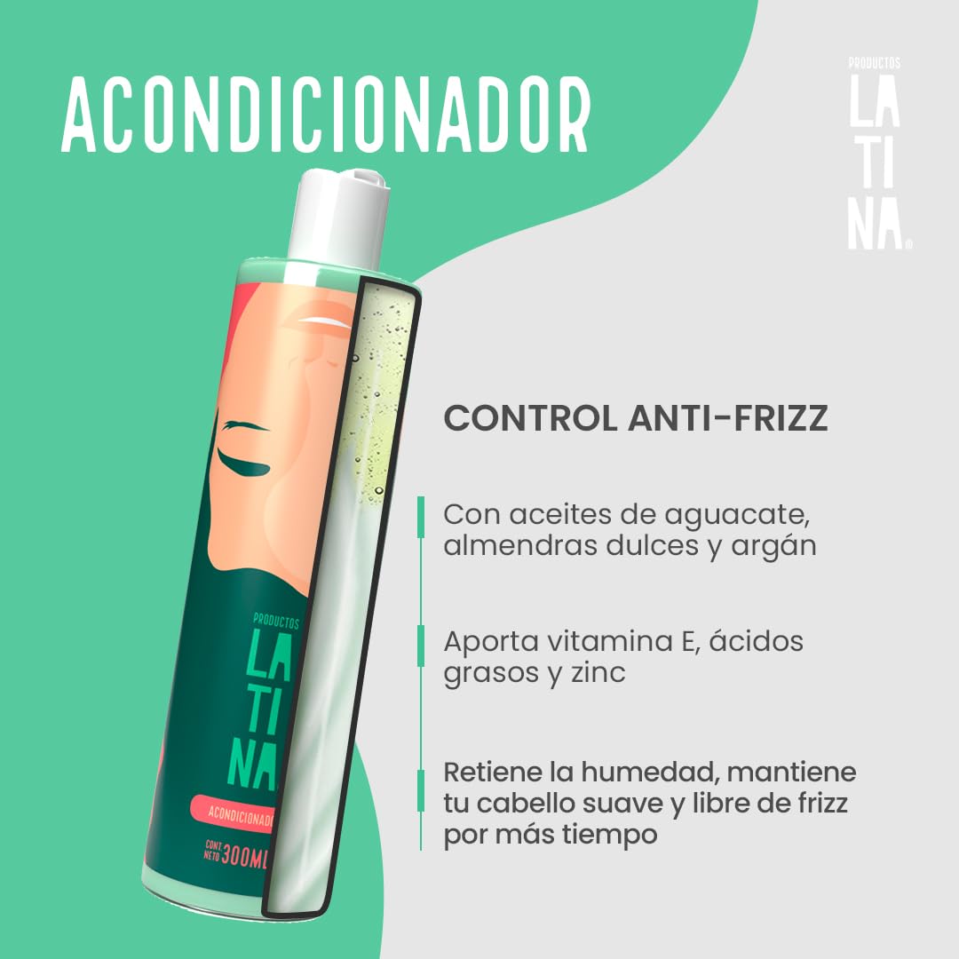 LATINA® | Acondicionador Anti Frizz Cabello | Crema para Peinar Repara y Proteje - Activador de Rizos | Belleza Mujer - Complementar con Tratamiento para Cabello Maltratado
