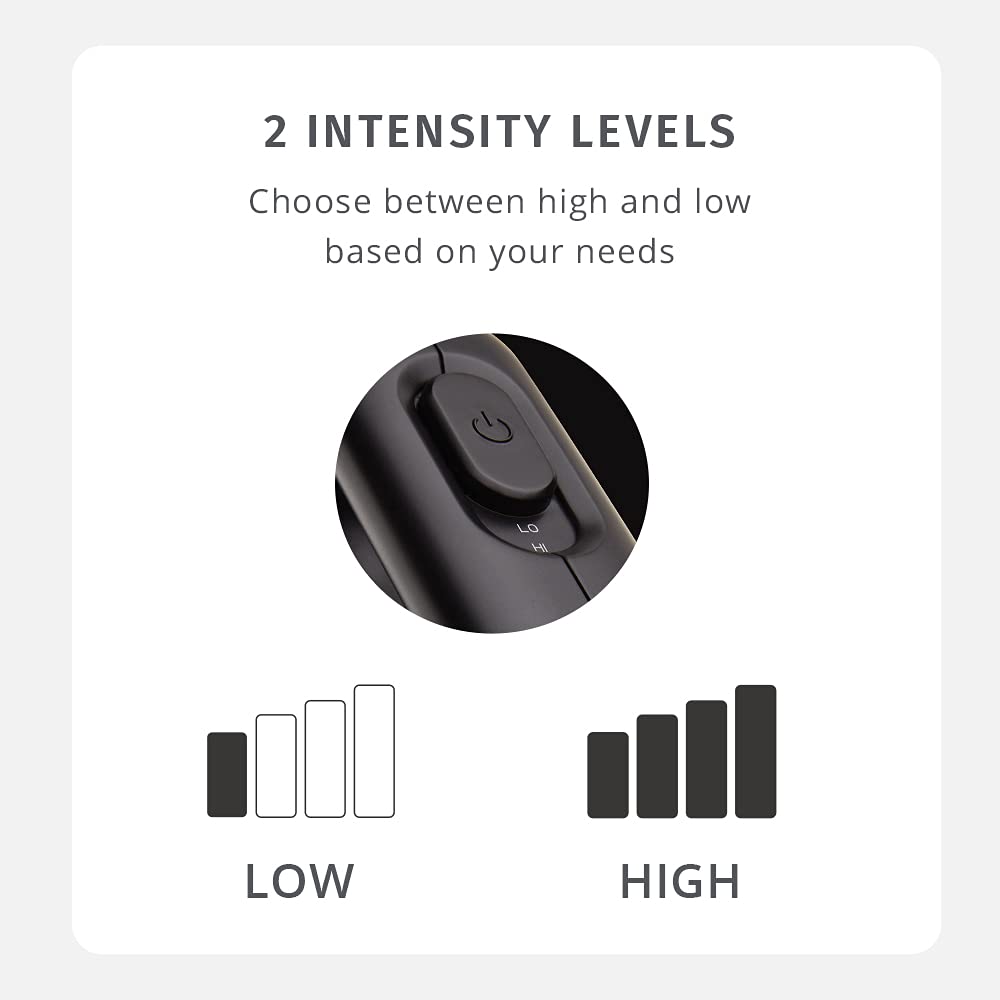 HoMedics Masajeador portátil de vibración de cuerpo completo, eficaz masaje dirigido y de cuerpo completo, niveles de intensidad alta y baja, mango ergonómico de fácil agarre, 3 accesorios intercambiables, 2 pilas AA incluidas