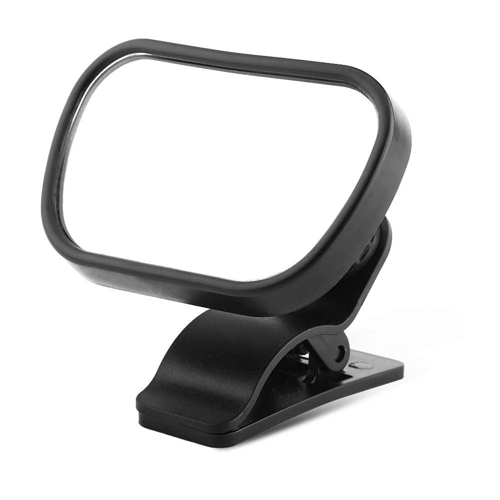 Aramox Espejo para bebé, 1 pieza ajustable para el asiento trasero del bebé con ventosa, color negro