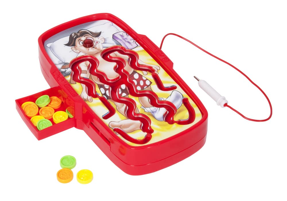 Hasbro Gaming Operando Juego de Viaje Juego de Mesa Familiar con luz y Sonido para 2 a 4 Jugadores y niños y niñas de 6 años en adelante