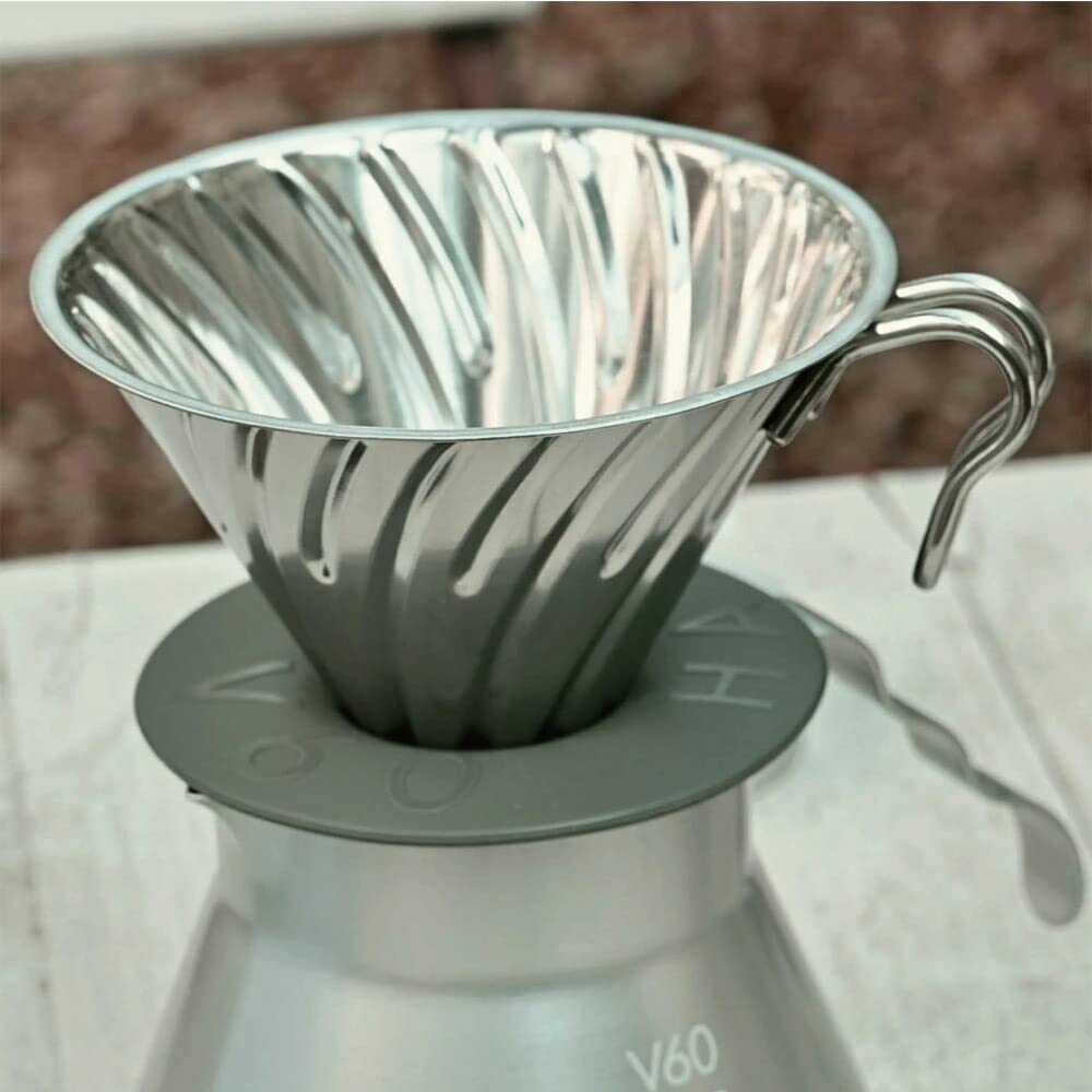 Hario Outdoor V60 - Gotero de metal, color plateado 02