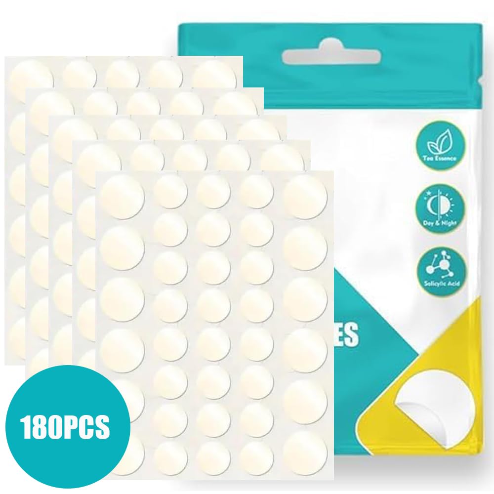 Parches de Piel Hidrocoloides para Acné - Tratamiento Absorbente para Espinillas en la Cara - Pack de 180 Calcomanías Ultra Finas - Cuidado Profesional para la Piel - Absorben Secreciones para una Piel Más Sana y Limpia