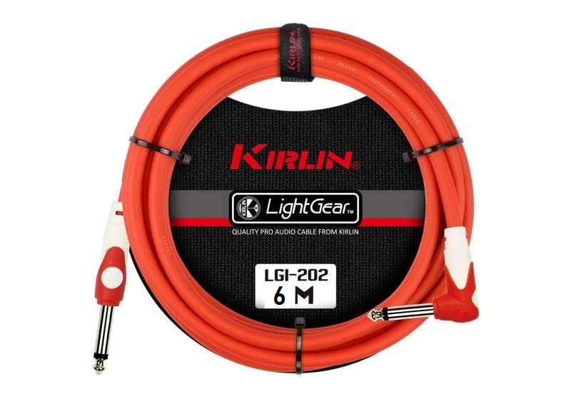 Cable para instrumento Kirlin profesional, 6 metros plug 1/4 escuadra, LGI202 colores (Rojo)