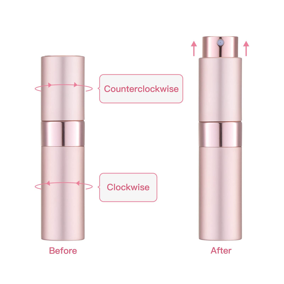 5PCS 8ml Travel Perfume Atomizer Refillable, Mini Cologne Spray Bottle Empty, Small Aftershave Sprayer for Liquid Dispenser (Pink)