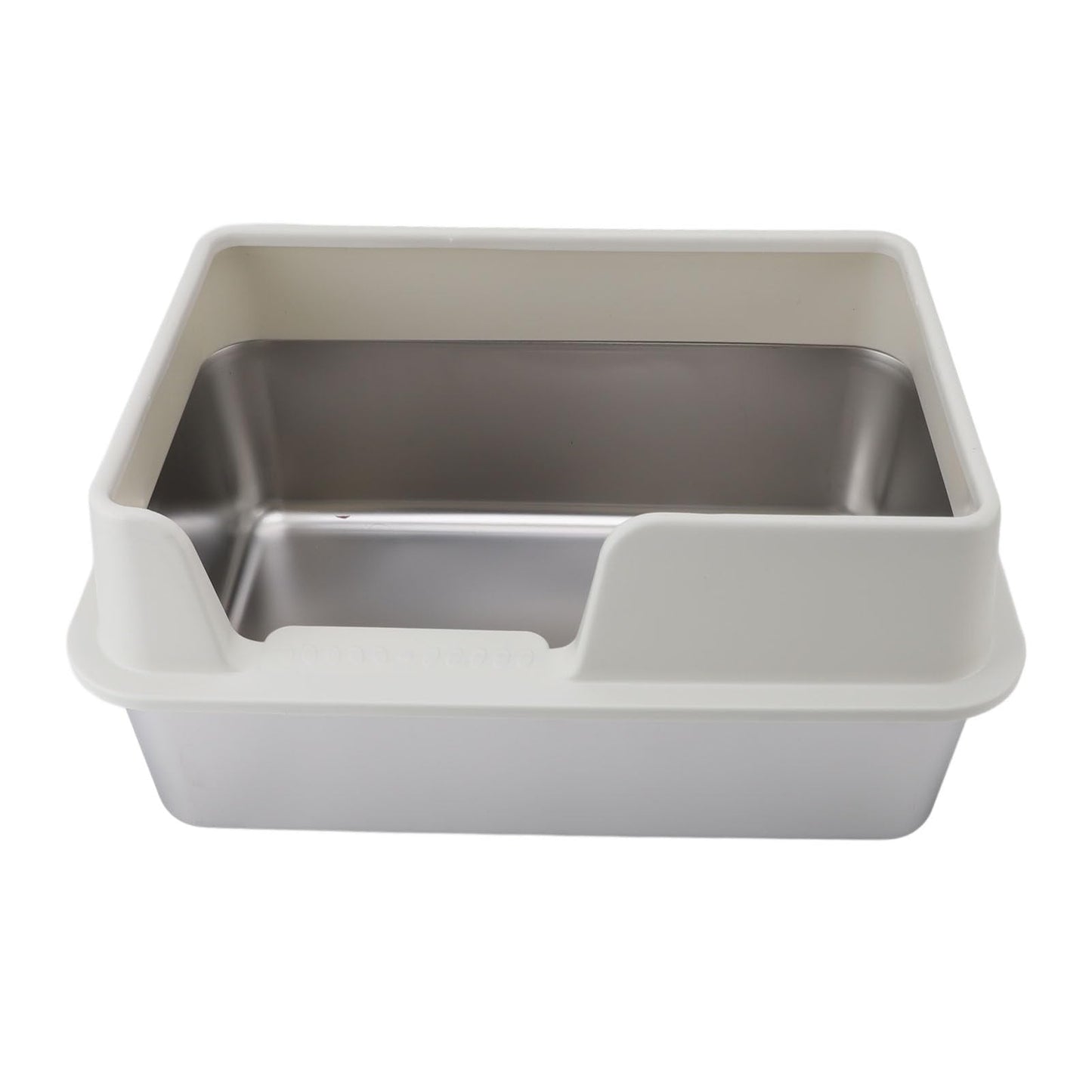 Bandeja de Grande de Acero Inoxidable, Caja de de Metal XL con Tapa a Prueba de Salpicaduras y Pala para Todos los Gatos, Fácil de Limpiar, No Pegajosa (Blanco Talla