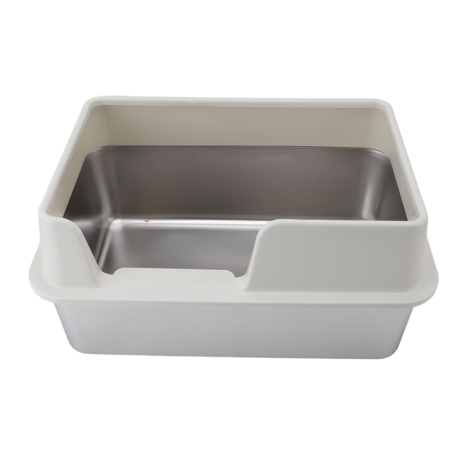 Bandeja de Grande de Acero Inoxidable, Caja de de Metal XL con Tapa a Prueba de Salpicaduras y Pala para Todos los Gatos, Fácil de Limpiar, No Pegajosa (Blanco Talla